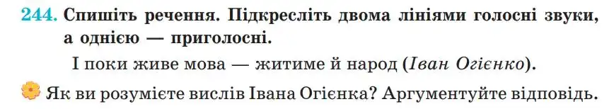 Зображення умови вправи номер 244 з підручника Українська Мова 5 клас Панчук
