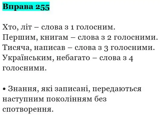 Зображення розв'язку вправи номер 255 з ГДЗ Українська Мова 5 клас Панчук