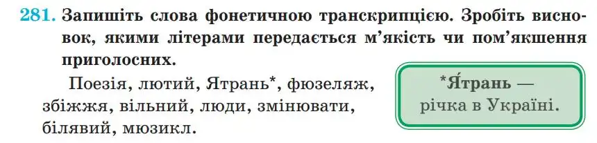 Зображення умови вправи номер 281 з підручника Українська Мова 5 клас Панчук