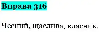 Зображення розв'язку вправи номер 316 з ГДЗ Українська Мова 5 клас Панчук