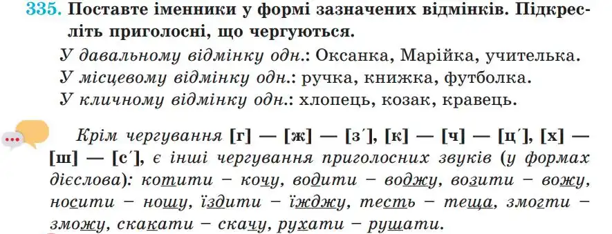Зображення умови вправи номер 335 з підручника Українська Мова 5 клас Панчук