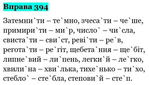 Зображення розв'язку вправи номер 394 з ГДЗ Українська Мова 5 клас Панчук