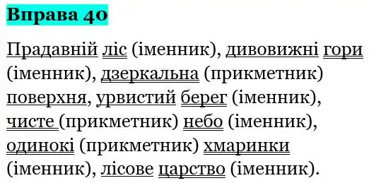Зображення розв'язку вправи номер 40 з ГДЗ Українська Мова 5 клас Панчук