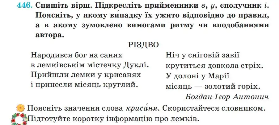 Зображення умови вправи номер 446 з підручника Українська Мова 5 клас Панчук
