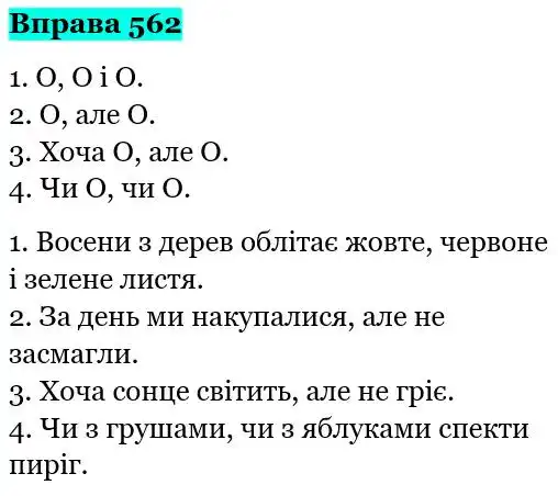 Зображення розв'язку вправи номер 562 з ГДЗ Українська Мова 5 клас Панчук