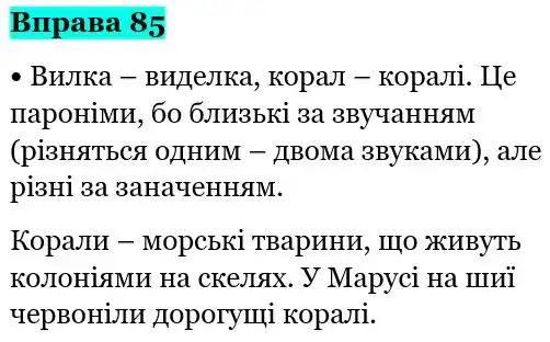 Зображення розв'язку вправи номер 85 з ГДЗ Українська Мова 5 клас Панчук