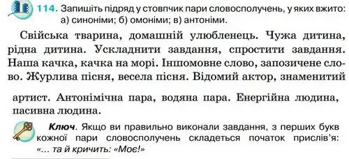Зображення умови вправи номер 114 з підручника Українська Мова 5 клас Ворон