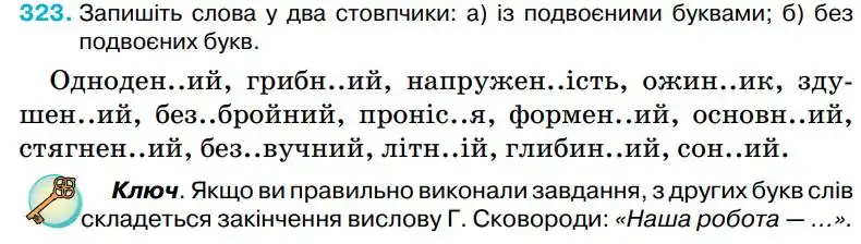 Зображення умови вправи номер 323 з підручника Українська Мова 5 клас Ворон