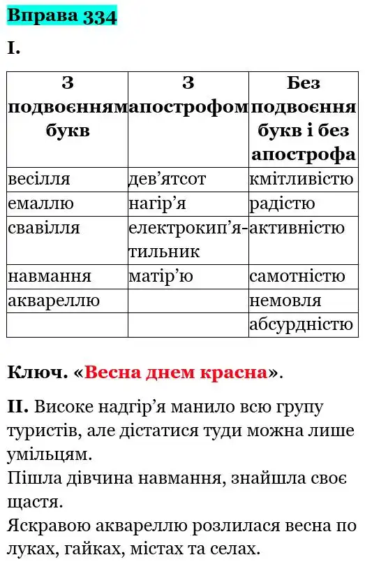 Зображення розв'язку вправи номер 334 з ГДЗ Українська Мова 5 клас Ворон
