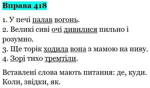 Зображення розв'язку вправи номер 418 з ГДЗ Українська Мова 5 клас Ворон