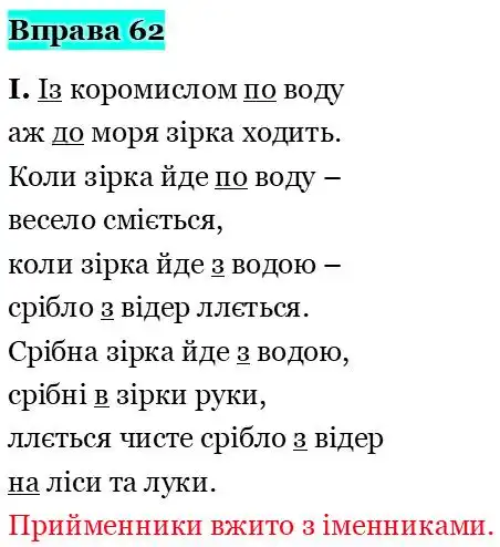 Зображення розв'язку вправи номер 62 з ГДЗ Українська Мова 5 клас Ворон