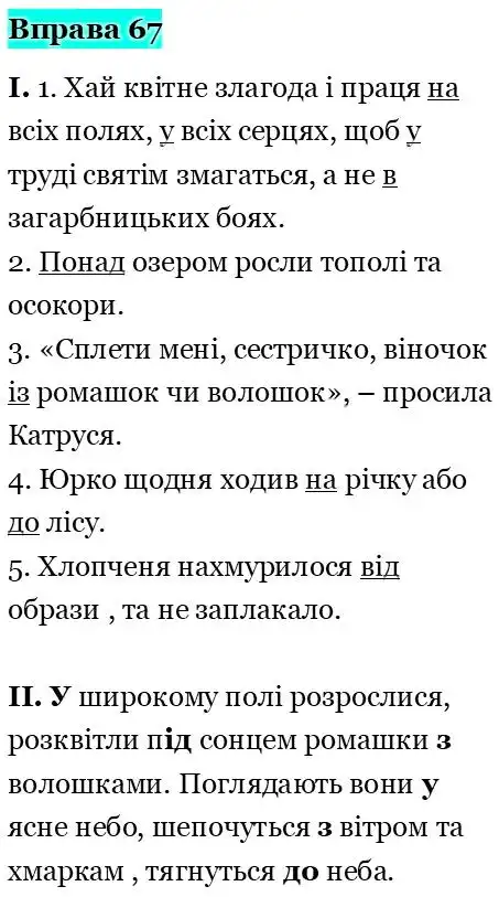 Зображення розв'язку вправи номер 67 з ГДЗ Українська Мова 5 клас Ворон