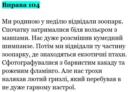 Зображення розв'язку вправи номер 104 з ГДЗ Українська Мова 5 клас Заболотний