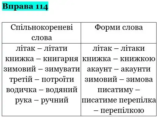 Зображення розв'язку вправи номер 114 з ГДЗ Українська Мова 5 клас Заболотний