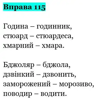 Зображення розв'язку вправи номер 115 з ГДЗ Українська Мова 5 клас Заболотний