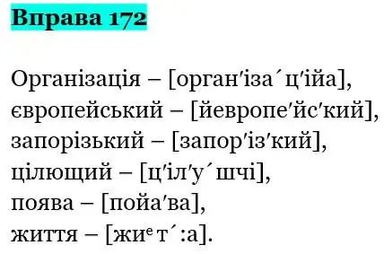 Зображення розв'язку вправи номер 172 з ГДЗ Українська Мова 5 клас Заболотний