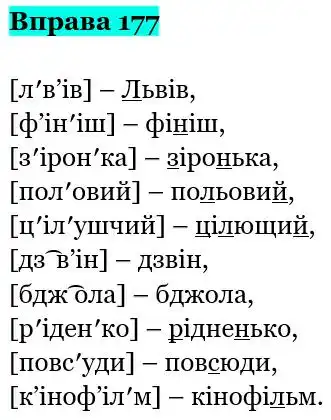 Зображення розв'язку вправи номер 177 з ГДЗ Українська Мова 5 клас Заболотний