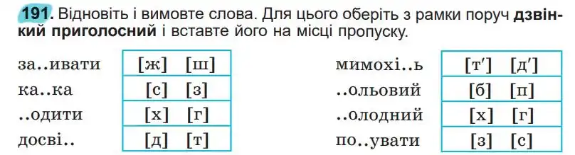 Зображення умови вправи номер 191 з підручника Українська Мова 5 клас Заболотний