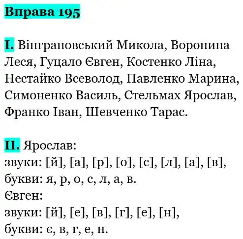 Зображення розв'язку вправи номер 195 з ГДЗ Українська Мова 5 клас Заболотний