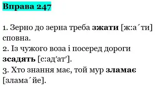 Зображення розв'язку вправи номер 247 з ГДЗ Українська Мова 5 клас Заболотний