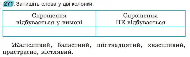 Зображення умови вправи номер 271 з підручника Українська Мова 5 клас Заболотний