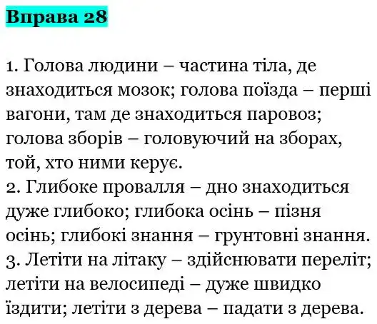 Зображення розв'язку вправи номер 28 з ГДЗ Українська Мова 5 клас Заболотний