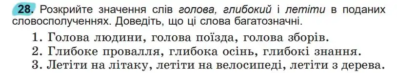 Зображення умови вправи номер 28 з підручника Українська Мова 5 клас Заболотний