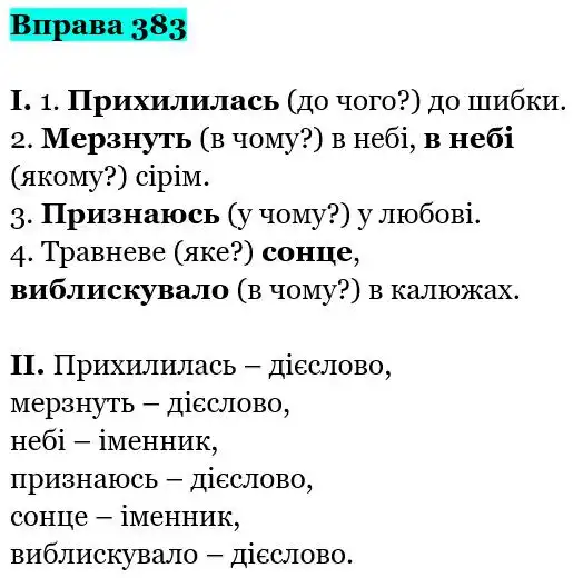 Зображення розв'язку вправи номер 383 з ГДЗ Українська Мова 5 клас Заболотний