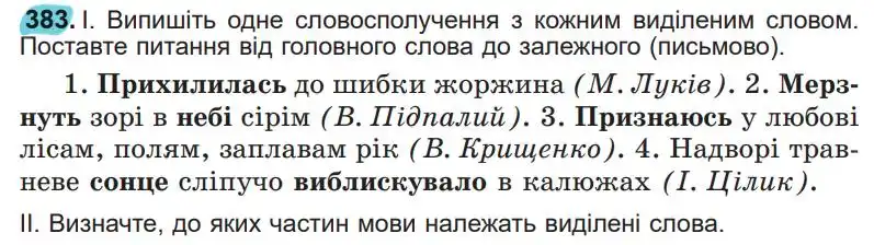 Зображення умови вправи номер 383 з підручника Українська Мова 5 клас Заболотний