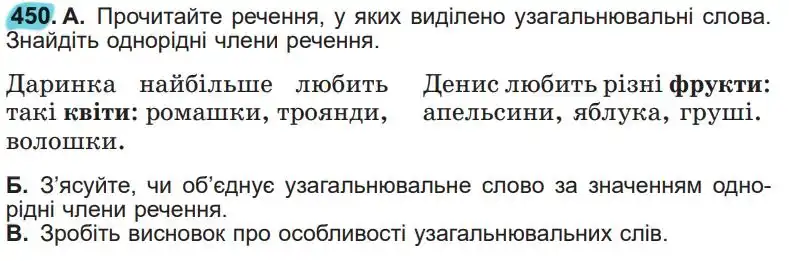 Зображення умови вправи номер 450 з підручника Українська Мова 5 клас Заболотний