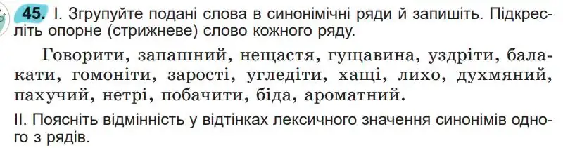Зображення умови вправи номер 45 з підручника Українська Мова 5 клас Заболотний