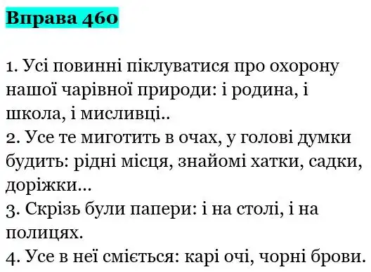 Зображення розв'язку вправи номер 460 з ГДЗ Українська Мова 5 клас Заболотний