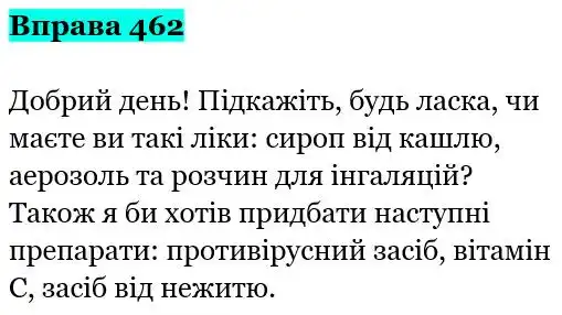 Зображення розв'язку вправи номер 462 з ГДЗ Українська Мова 5 клас Заболотний