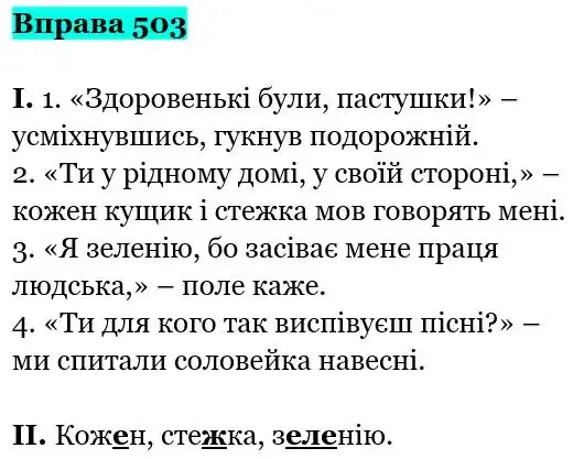 Зображення розв'язку вправи номер 503 з ГДЗ Українська Мова 5 клас Заболотний