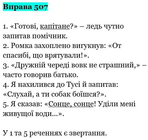 Зображення розв'язку вправи номер 507 з ГДЗ Українська Мова 5 клас Заболотний