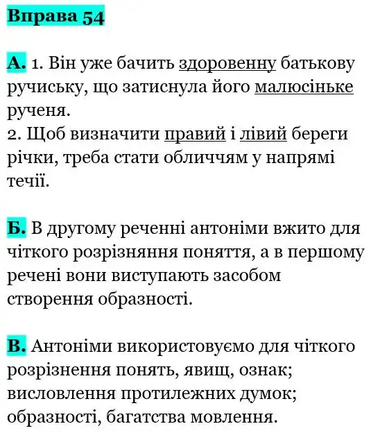 Зображення розв'язку вправи номер 54 з ГДЗ Українська Мова 5 клас Заболотний