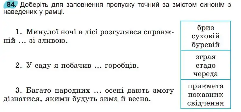 Зображення умови вправи номер 84 з підручника Українська Мова 5 клас Заболотний