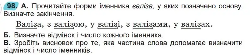 Зображення умови вправи номер 98 з підручника Українська Мова 5 клас Заболотний