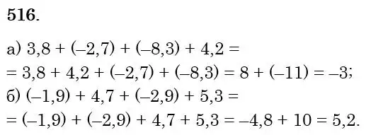 Зображення розв'язку задачі номер 516 з ГДЗ Математика 6 клас Бевз