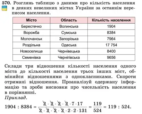 Зображення умови задачі номер 570 з підручника Математика 6 клас Істер