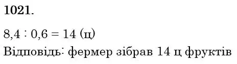 Зображення розв'язку задачі номер 1021 з ГДЗ Математика 6 клас Кравчук
