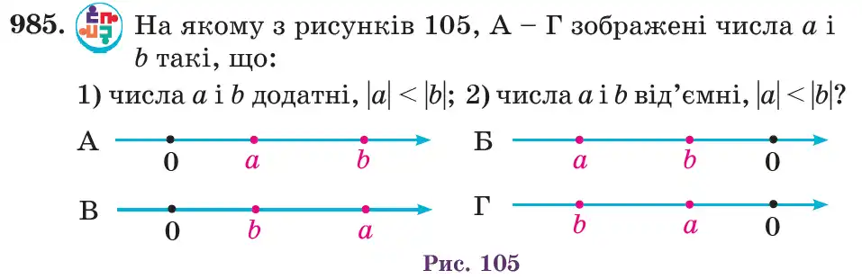 Зображення умови задачі номер 985 з підручника Математика 6 клас Кравчук