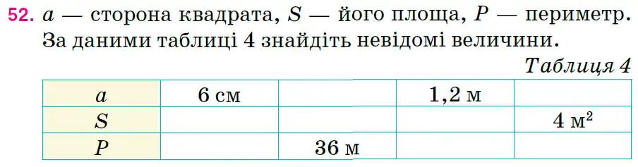 Зображення умови задачі номер 52 з підручника Математика 6 клас Тарасенкова