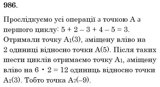 Зображення розв'язку задачі номер 986 з ГДЗ Математика 6 клас Тарасенкова