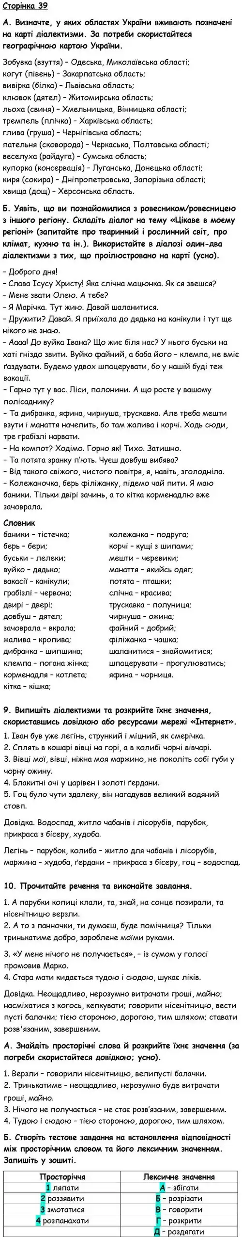 Зображення розв'язку вправи номер 39 з ГДЗ Українська Мова 6 клас Авраменко