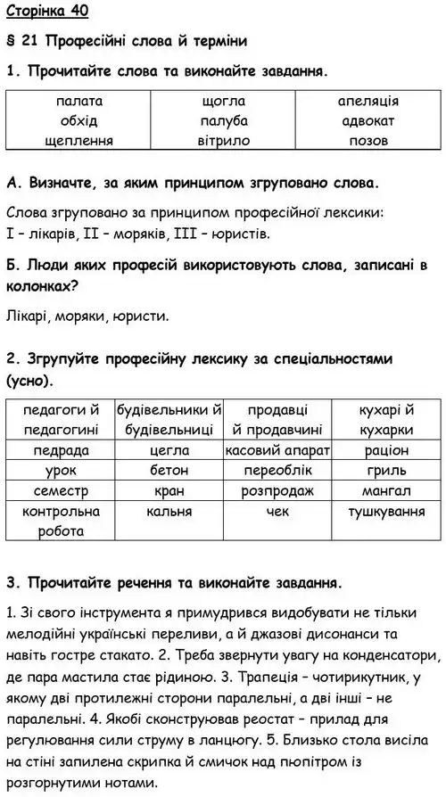 Зображення розв'язку вправи номер 40 з ГДЗ Українська Мова 6 клас Авраменко