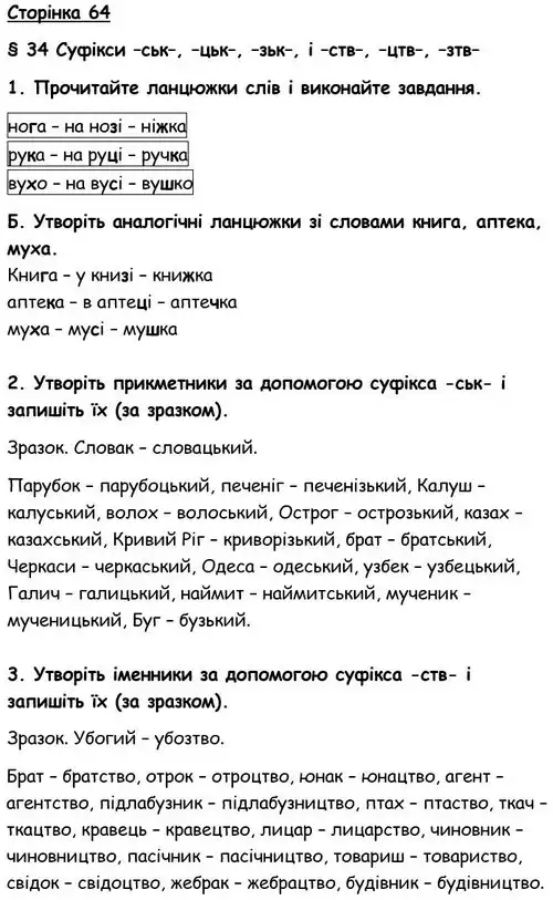 Зображення розв'язку вправи номер 64 з ГДЗ Українська Мова 6 клас Авраменко