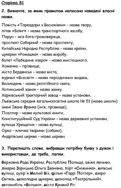 Зображення розв'язку вправи сторінку 81 з ГДЗ Українська Мова 6 клас Авраменко