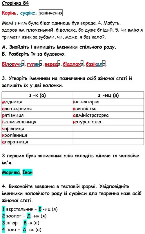 Зображення розв'язку вправи сторінку 84 з ГДЗ Українська Мова 6 клас Авраменко