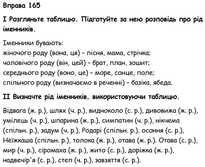 Зображення розв'язку вправи номер 165 з ГДЗ Українська Мова 6 клас Голуб